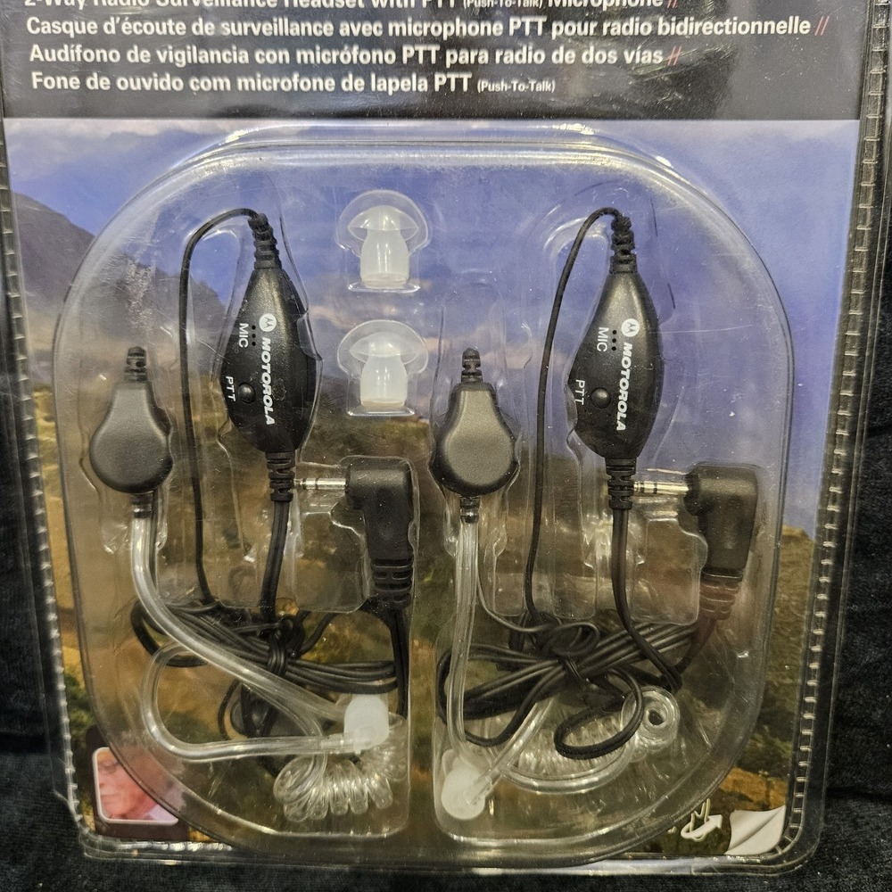 Motorola Talkabout 2 Way Radio Surveillance Headset with PTT Microphone Black - Picture 3 of 5